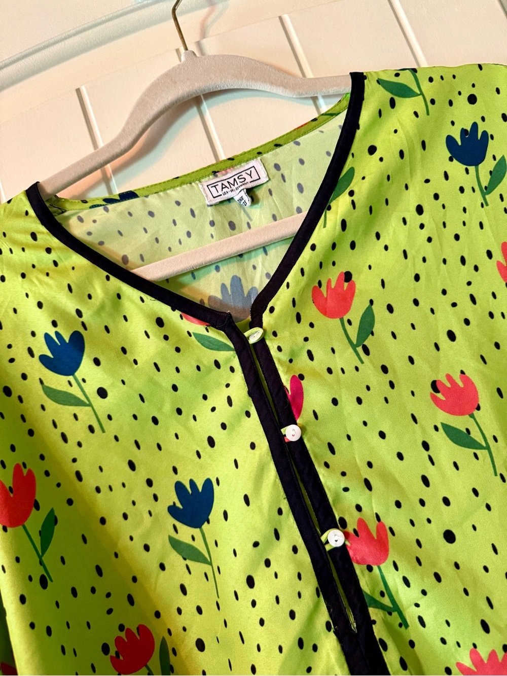 Tamsy Lime Green Floral Tunic Top